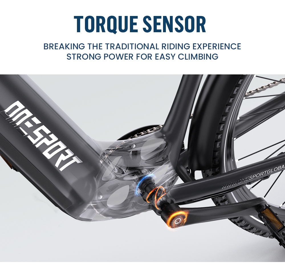 ONESPORT OT05 Pro Elektrofahrrad, 250W Motor, 36V 22,5Ah Batterie, 700*50C Reifen, 25 km/h H&ouml;chstgeschwindigkeit, 140 km Reichweite, hydraulische Scheibenbremsen, Vorderradaufh&auml;ngung, Shimano 7-Gang-Schaltung &ndash; Tech Grau