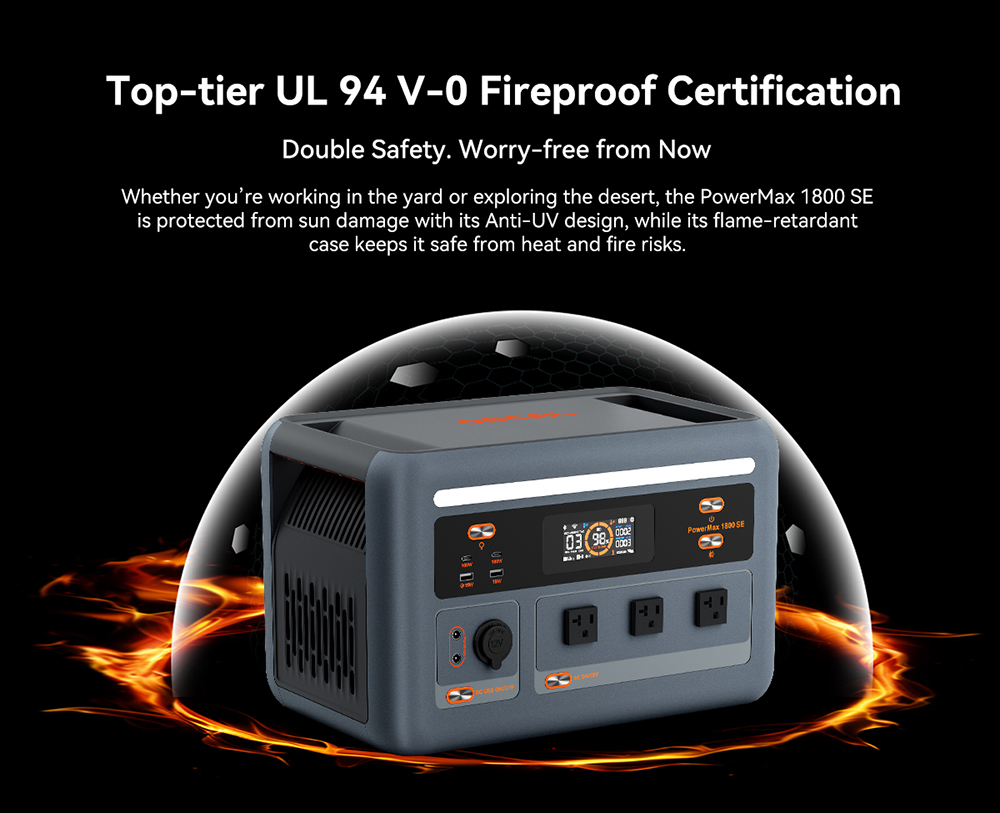 Oscal PowerMax 1800 SE Portable Power Station, 1024Wh LiFePO₄ Battery, 1800W Rated / 3600W Surge, 10 Outputs, 800W Solar & 700W AC Fast Charging, 0.01s UPS, Pure Sine Wave AC for Outdoor & Home Backup