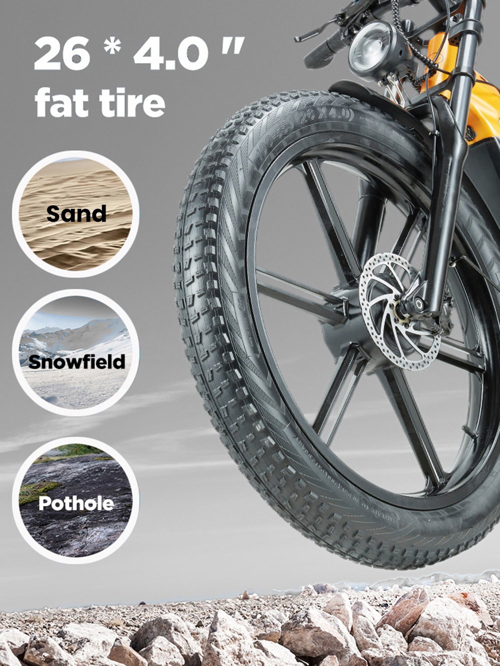 RANDRIDE YX80M-2 Vélo Électrique, Moteur 1000W*2, Batterie 48V 20Ah, Pneus 26*4.0 Pouces, Vitesse Maximale 45 km/h, Freins à Disque Doubles, Suspension Intégrale, Shimano 7 Vitesses