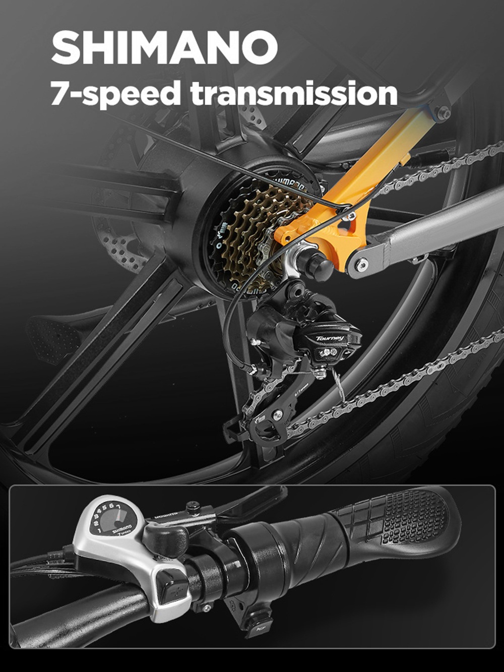 RANDRIDE YX80M-2 Electric Bike, 1000W*2 Motor, 48V 20Ah Battery, 26*4.0 palcové pneumatiky, max. rýchlosť 45 km/h, dvojkotúčové brzdy, plné odpruženie, 7-rýchlostný prevod Shimano