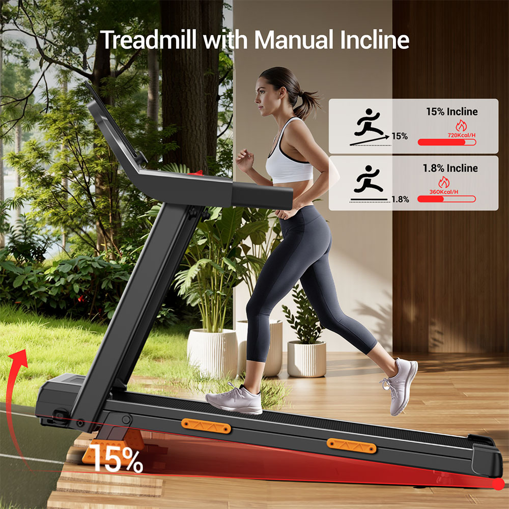 ROBORE SF20 Foldable Treadmill with 15% Incline, 12km/h Speed, 136kg Max Load, 3.0HP Quiet Brushless Motor, 97&times;40cm Running Belt, Triple Shock Absorption, 7-Layer Cushion