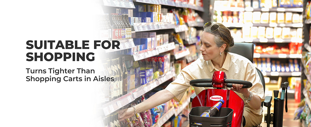 Scooter de mobilit&eacute; Sweetrich Max Plus, moteur 300 W, batterie 24 V 20 Ah, pneus 9 pouces, vitesse maximale 6 km/h, autonomie 25 km - Rouge