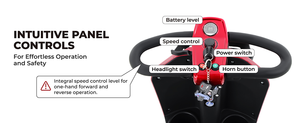 Scooter de mobilit&eacute; Sweetrich Max Plus, moteur 300 W, batterie 24 V 20 Ah, pneus 9 pouces, vitesse maximale 6 km/h, autonomie 25 km - Rouge
