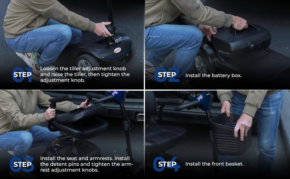 Sweetrich S1 Sport Mobility Scooter, 300W motor, 24V 12Ah batéria, max. rýchlosť 8 km/h, dojazd 15 km - modrý