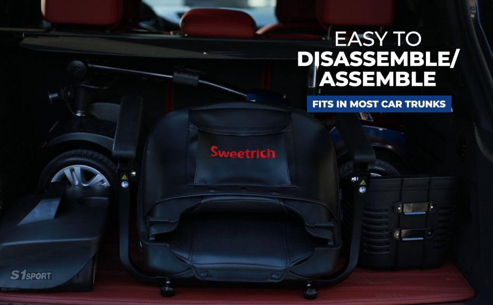 Sweetrich S1 Sport Mobility Scooter, 300W motor, 24V 12Ah batéria, max. rýchlosť 8 km/h, dojazd 15 km - modrý