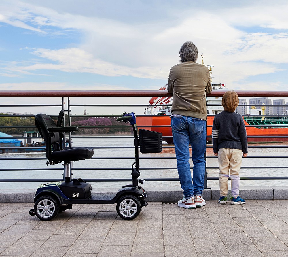 Sweetrich S1 Sport Mobility Scooter, 300W motor, 24V 12Ah batéria, max. rýchlosť 8 km/h, dojazd 15 km - modrý