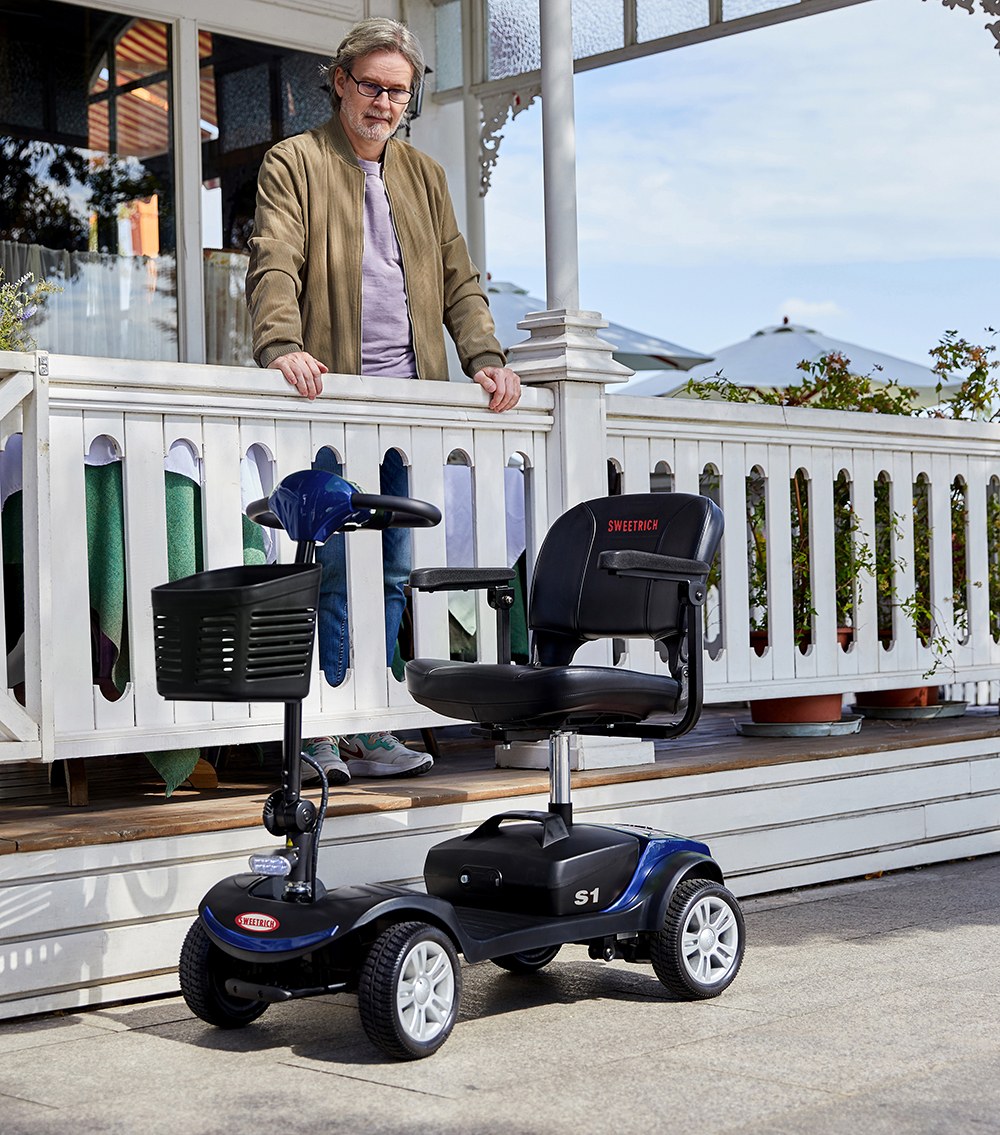 Sweetrich S1 Sport Mobility Scooter, 300W motor, 24V 12Ah batéria, max. rýchlosť 8 km/h, dojazd 15 km - modrý