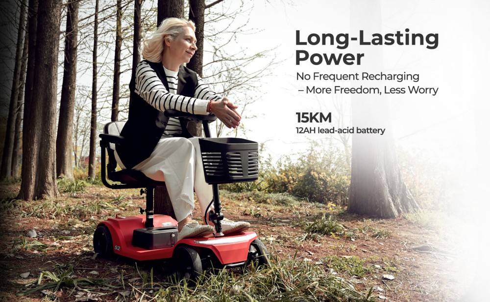 Kolobežka Sweetrich S2 Mobility Scooter, 250W motor, 24V 12Ah batéria, max. rýchlosť 6km/h, dojazd 15km - červená