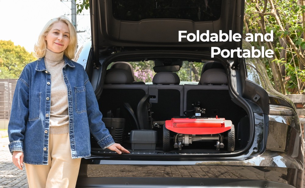 Sweetrich S2 Mobility Scooter, 250W motor, 24V 12Ah batéria, max. rýchlosť 6 km/h, dojazd 15 km - červená