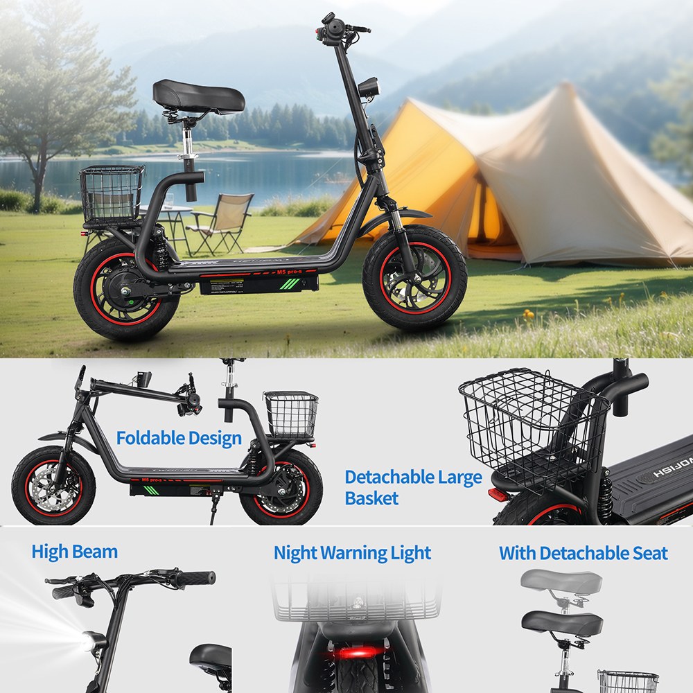 TWOFISH M5 PRO-S Electric Scooter, 500W Motor, 48V 13Ah Battery, 12-inch Tires, 25km/h Max Speed, 30km Range, Dual Disc Brake, Dual Front & Rear Suspension