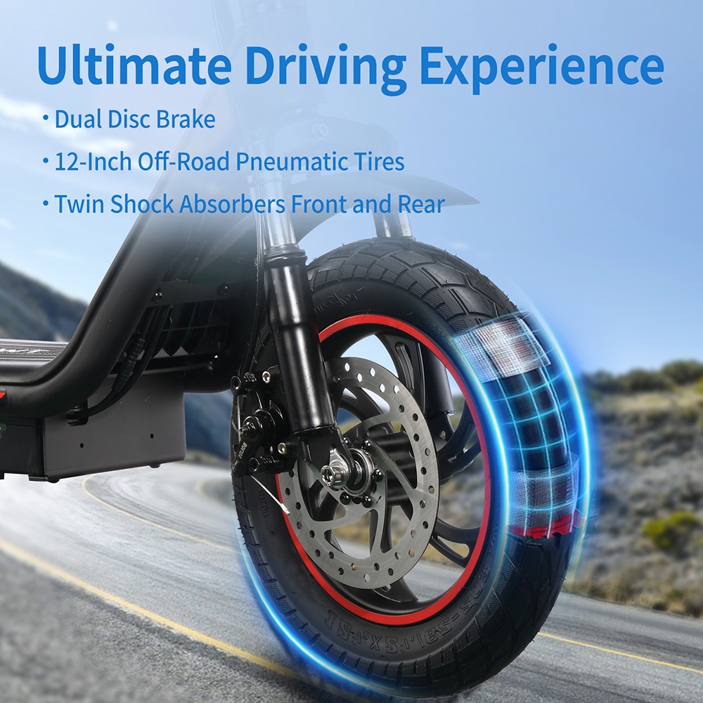 TWOFISH M5 PRO-S Electric Scooter, 500W Motor, 48V 13Ah Battery, 12-inch Tires, 25km/h Max Speed, 30km Range, Dual Disc Brake, Dual Front & Rear Suspension