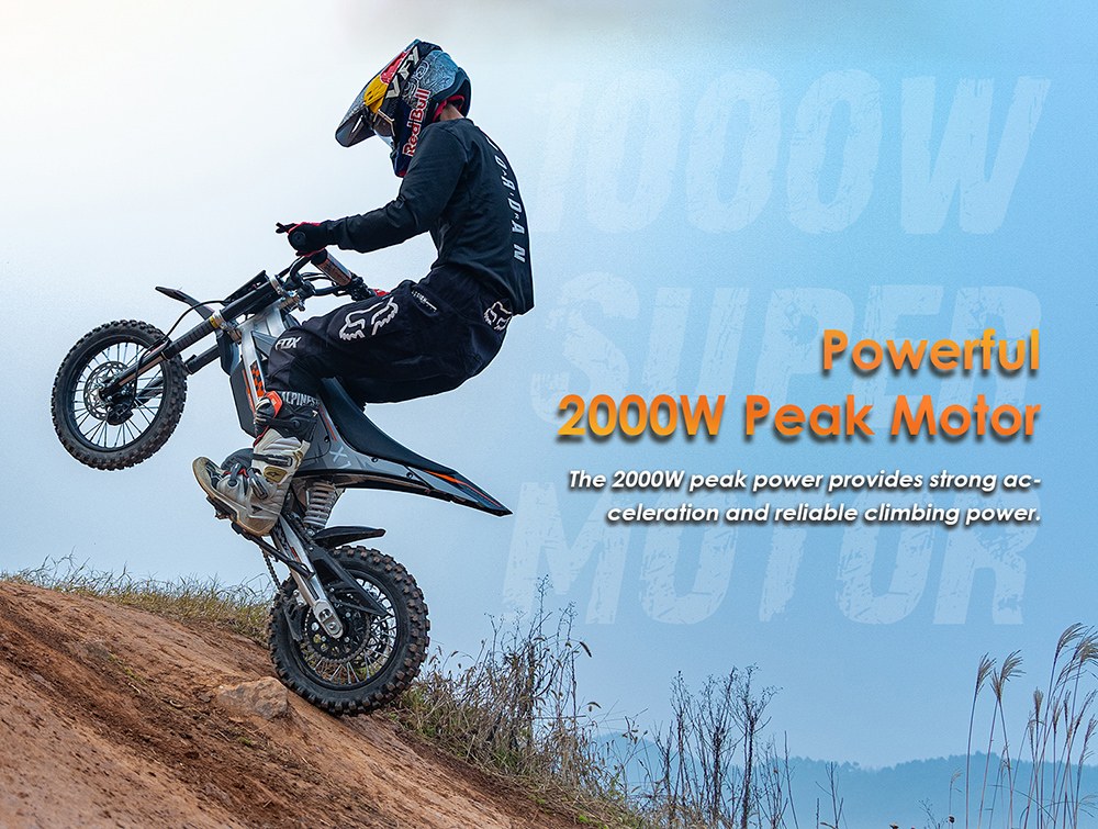 Kukirin X1 Motocyclette Électrique, Moteur 1000W, Batterie 48V 20.8Ah, Pneus Avant de 14 Pouces et Arrière de 12 Pouces, Vitesse Maximale de 50 km/h, Autonomie de 40 km, Freins Hydrauliques Avant et Arrière, Absorption des Chocs Hydrauliques