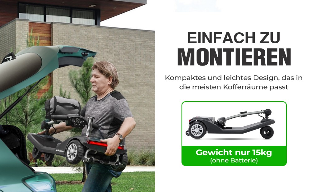 Sweetrich Air Classic Mobilitätsroller, 250W Motor, 24V 12Ah Batterie, 6 km/h Höchstgeschwindigkeit, 16 km Reichweite