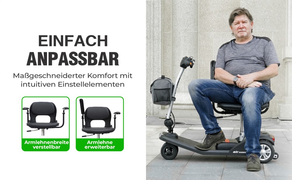 Sweetrich Air Classic Mobilitätsroller, 250W Motor, 24V 12Ah Batterie, 6 km/h Höchstgeschwindigkeit, 16 km Reichweite