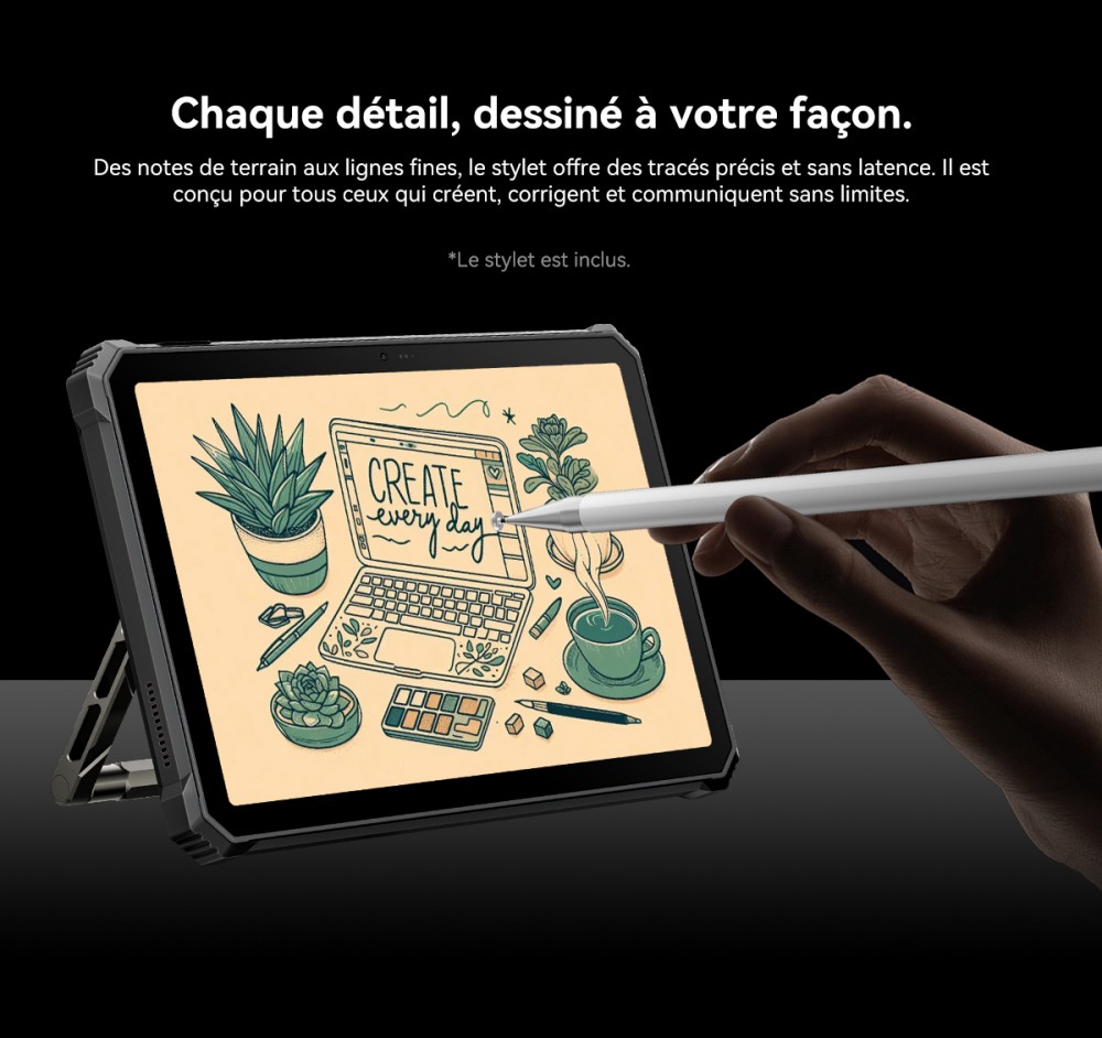 Blackview Active 12 Pro 5G Projecteur AI Tablette Robuste, Projection 1080P 120 pouces 200LM, Android 15, Écran IPS 11 pouces 1920*1200, MT6878 8 cœurs, 12 Go + 24 Go de RAM extensible, 256 Go de ROM, Batterie 30000 mAh, Charge rapide 120W, Caméra 50MP+108MP, Wi-Fi 6E