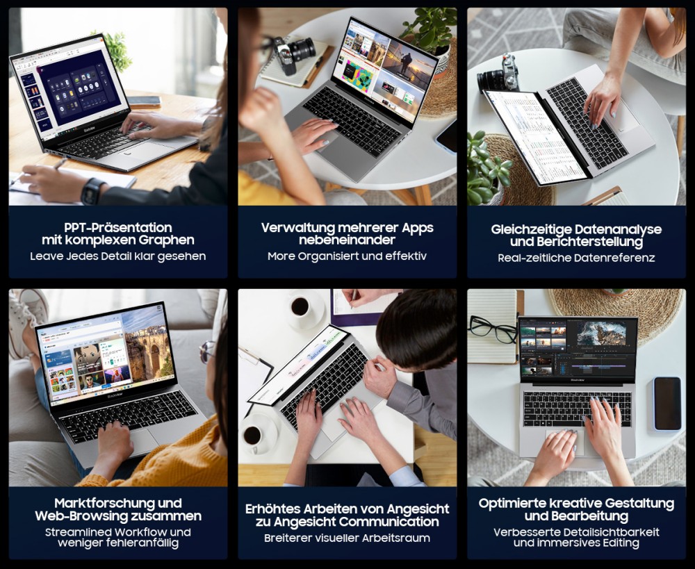 Blackview AceBook 8 Laptop, 15,6 Zoll 1920*1080 IPS-Bildschirm, Intel N150 4-Kern Max 3,6GHz, 16GB RAM 512GB SSD, Dual-Band WLAN Bluetooth 5.0, 2*USB 3.0 1*USB 2.0 1*USB-C 1*HDMI 2.0 1*Audiobuchse 1*MicroSD-Kartensteckplatz, 38Wh Akku 36W Ladegerät