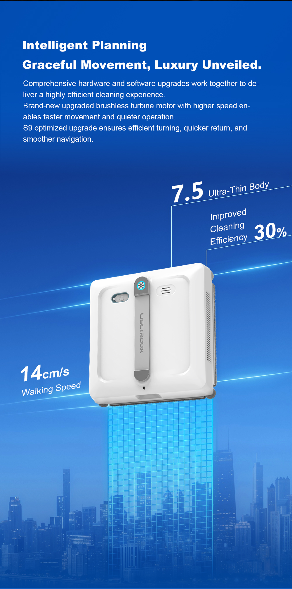 Liectroux S9 Fensterreinigungsroboter, Doppelrollenb&uuml;rsten, 6-Wege-Wasserspray, 9000Pa Saugkraft, Fernbedienung und App-Steuerung