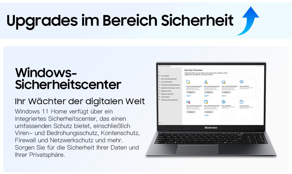 Blackview AceBook 8 Laptop, 15,6 Zoll 1920*1080 IPS-Bildschirm, Intel N150 4-Kern Max 3,6GHz, 16GB RAM 512GB SSD, Dual-Band WLAN Bluetooth 5.0, 2*USB 3.0 1*USB 2.0 1*USB-C 1*HDMI 2.0 1*Audiobuchse 1*MicroSD-Kartensteckplatz, 38Wh Akku 36W Ladegerät