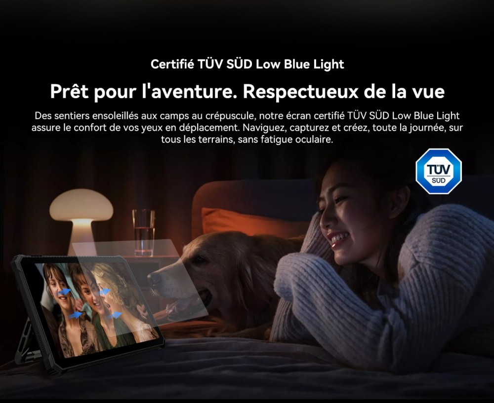 Blackview Active 12 Pro 5G Projecteur AI Tablette Robuste, Projection 1080P 120 pouces 200LM, Android 15, Écran IPS 11 pouces 1920*1200, MT6878 8 cœurs, 12 Go + 24 Go de RAM extensible, 256 Go de ROM, Batterie 30000 mAh, Charge rapide 120W, Caméra 50MP+108MP, Wi-Fi 6E