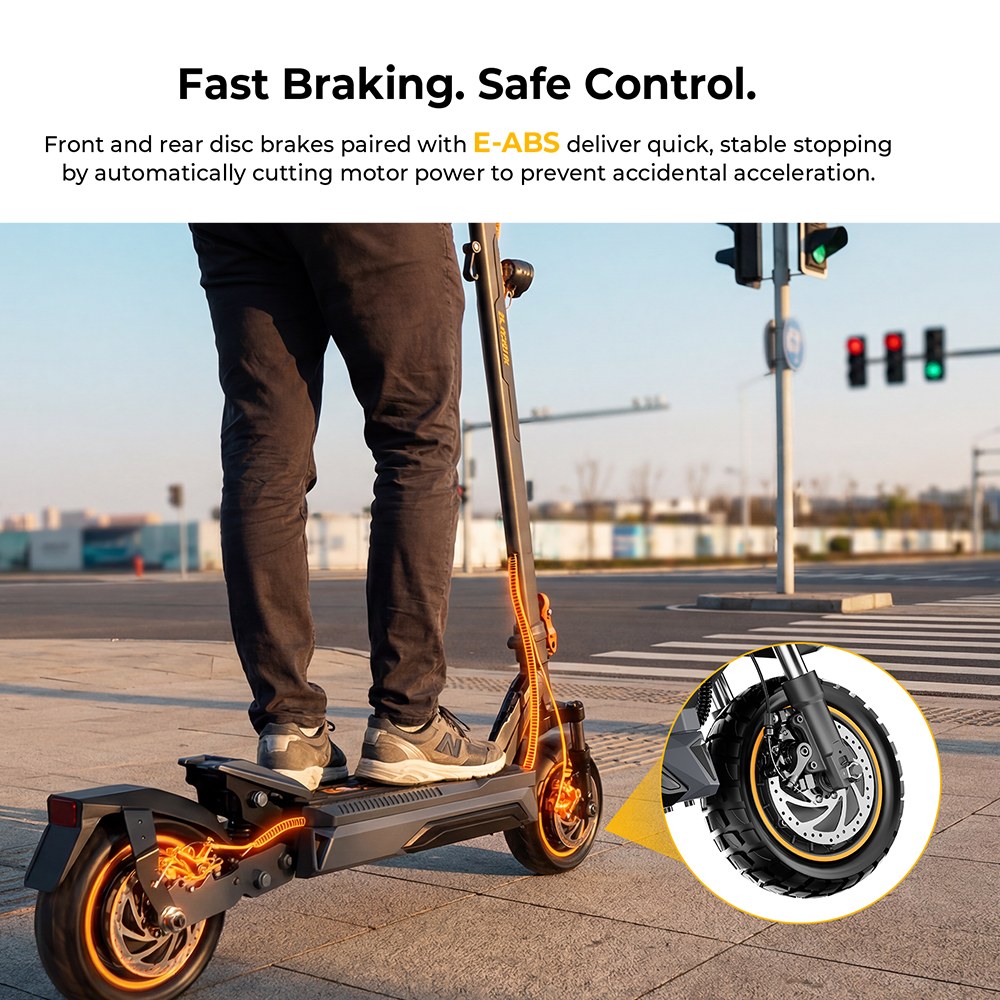 Ausom K20 Pro Dual Motor Electric Scooter, 1000W*2 Motor, 48V 18Ah Battery, 10-inch Tires, 60km/h Max Speed, 90km Range, Front & Rear Disc Brake, Dual Front Suspension, NFC Unlock