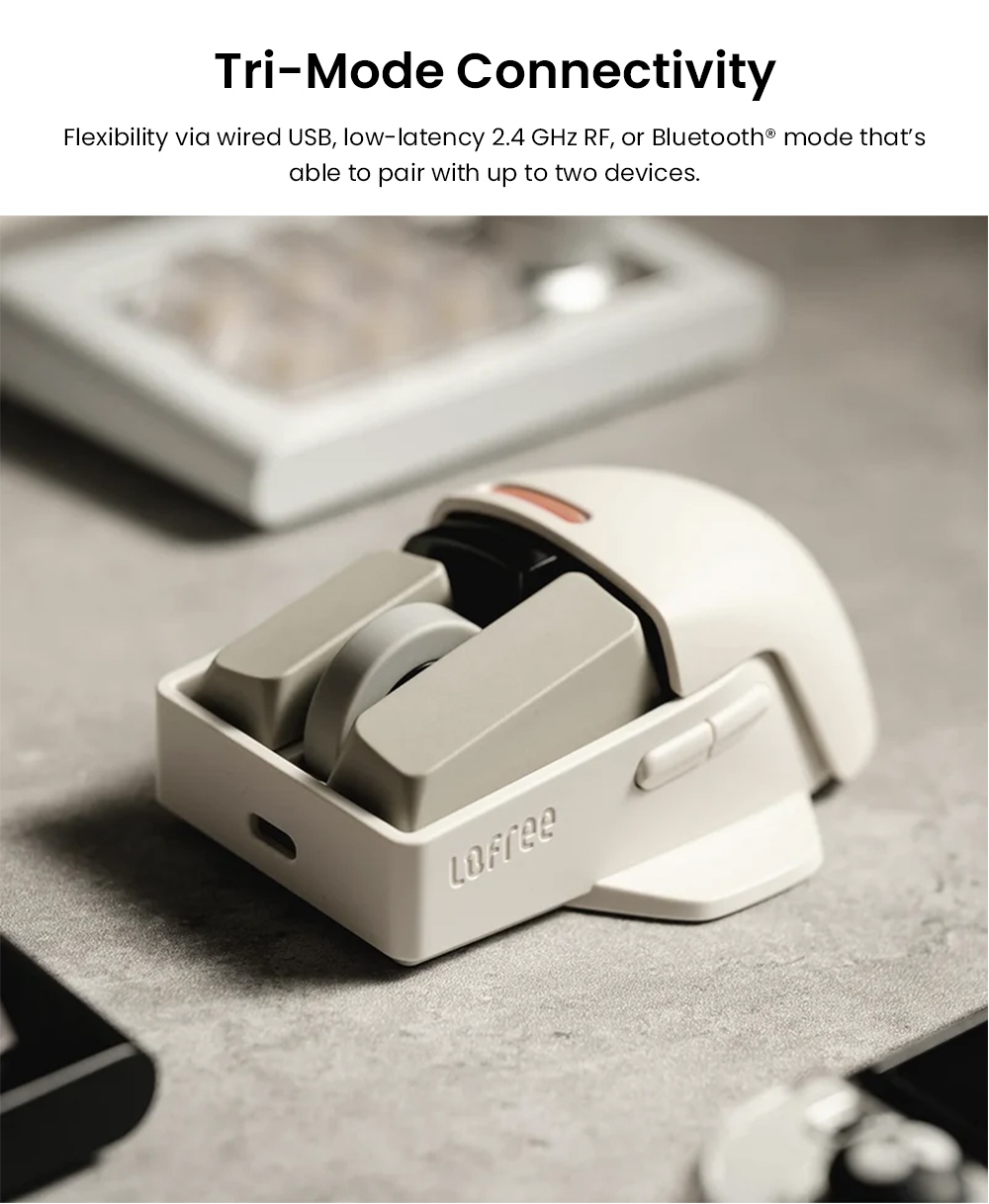 Lofree 0E909 3805sensor OLED Screen Triple-Mode Wireless Mouse - White