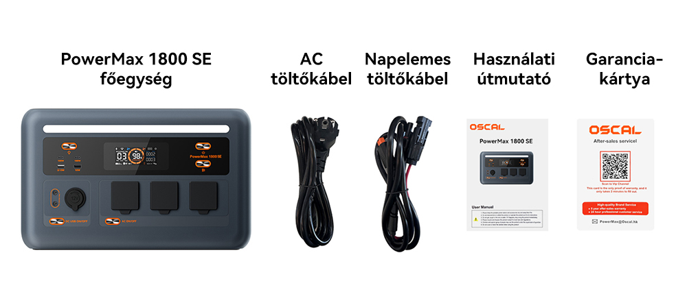 Blackview Oscal PowerMax 1800 SE Hordozhat&oacute; Erőmű, 1024Wh LiFePO₄ Akkumul&aacute;tor, 1800W N&eacute;vleges / 3600W Cs&uacute;csteljes&iacute;tm&eacute;ny, 800W Napelemes &eacute;s 700W AC Gyors T&ouml;lt&eacute;s, 0,01s UPS, Tiszta Szinuszhull&aacute;m, K&uuml;lt&eacute;ri &eacute;s Otthoni Haszn&aacute;latra