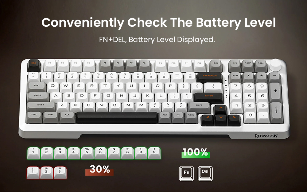 Redragon K688WGL-RGB-PRO Mechanical Keyboard, 98-Key + Knob, Tri-Mode Wired/2.4G/Bluetooth, Hot-Swappable LongYin Linear Switch, RGB Backlit, 4000mAh Battery