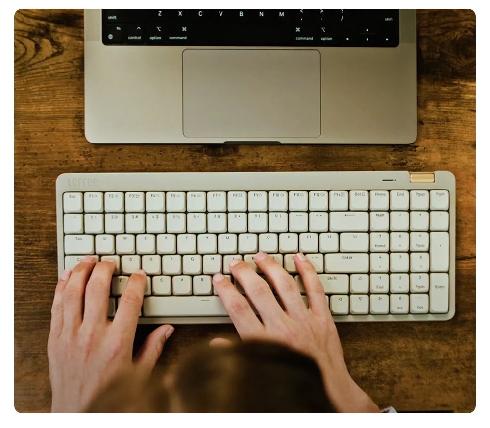Lofree Flow100 Lite Low Profile Mechanical Keyboard, 100 Keys, Tri-Mode Wireless (Bluetooth/2.4G/Wired), Gasket Mount, PBT Keycaps, 3000mAh Battery, Volume Knob