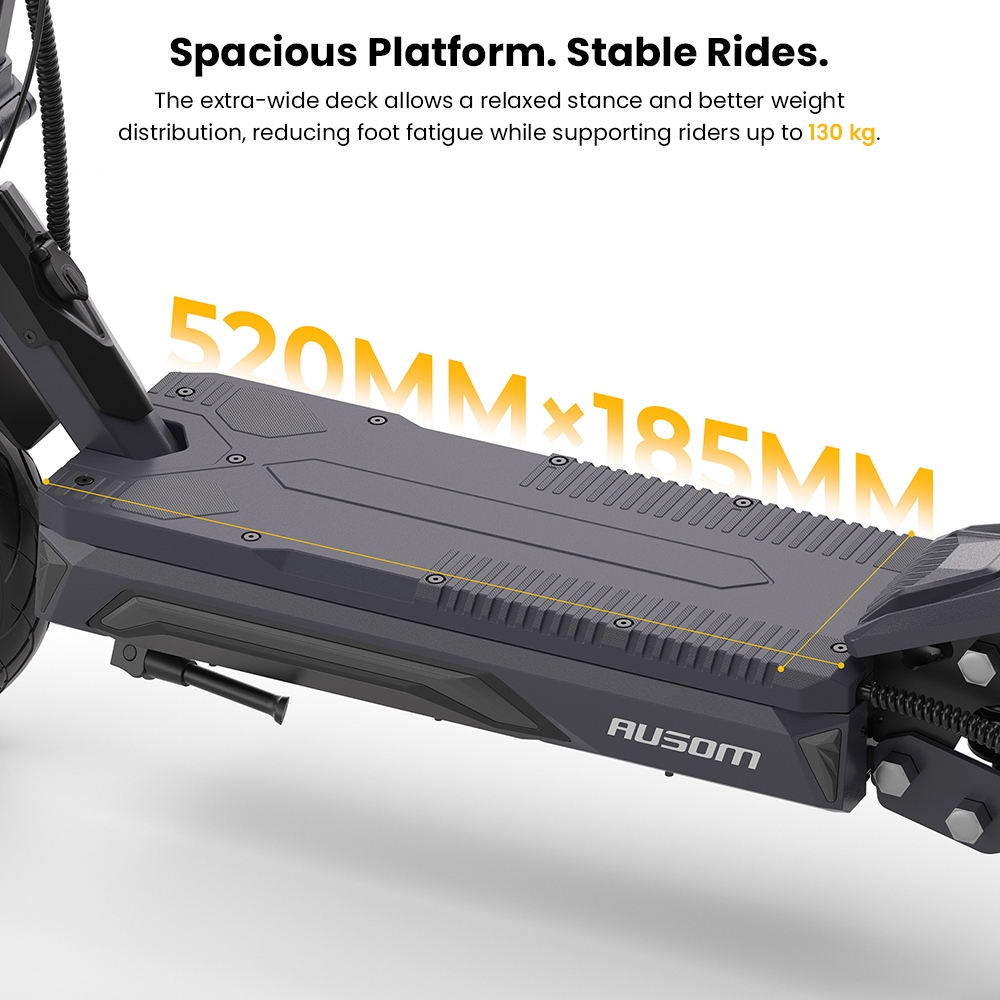 Elektrická kolobežka Ausom Laluz 2 Pro, 1000W motor, 48V 18Ah batéria, 10-palcové pneumatiky, max. rýchlosť 25 km/h, dojazd 90 km, predná a zadná kotúčová brzda, dvojité predné odpruženie, odomykanie NFC