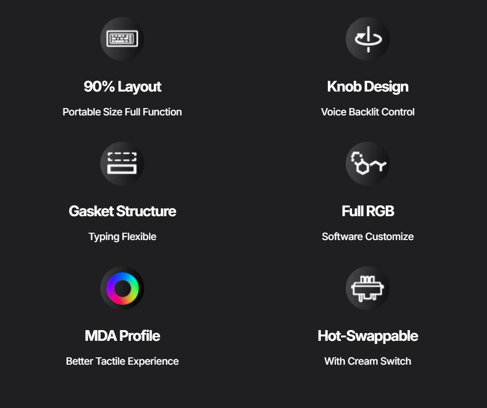 Redragon K688WGL-RGB-PRO Mechanical Keyboard, 98-Key + Knob, Tri-Mode Wired/2.4G/Bluetooth, Hot-Swappable LongYin Linear Switch, RGB Backlit, 4000mAh Battery