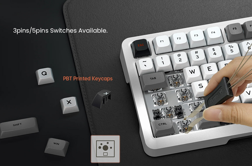 Redragon K688WGL-RGB-PRO Mechanical Keyboard, 98-Key + Knob, Tri-Mode Wired/2.4G/Bluetooth, Hot-Swappable LongYin Linear Switch, RGB Backlit, 4000mAh Battery