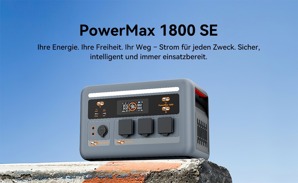 Blackview Oscal PowerMax 1800 SE Tragbare Powerstation, 1024Wh LiFePO₄ Akku, 1800W Nennleistung / 3600W Spitzenleistung, 10 Ausg&auml;nge, 800W Solar- & 700W AC-Schnellladung, 0,01s USV, Reine Sinuswelle, f&uuml;r Outdoor & Heim-Notstrom