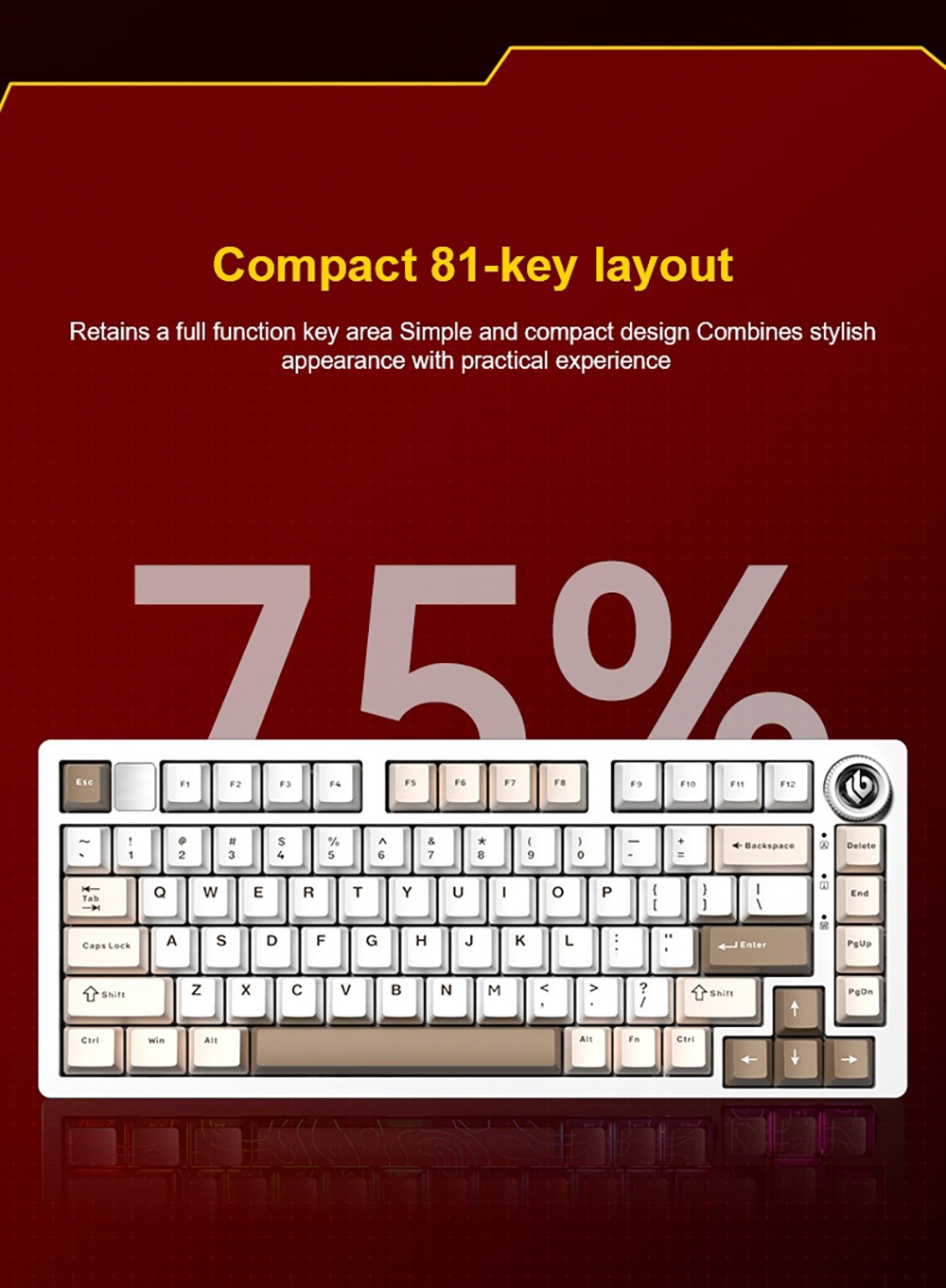 LEOBOG Hi75C Pro Tri-Mode Wireless Mechanical Keyboard, 75% Layout, Aluminum Case, Gasket Mount, Hot-Swappable, RGB Backlit, Knob Control, 4000mAh Battery