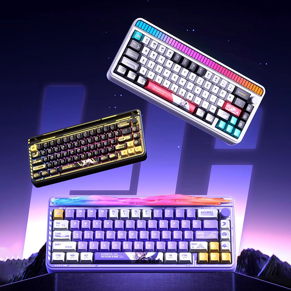 LEOBOG Hi65 Tri-Mode Wireless Mechanical Keyboard, 65% Layout, Gasket Mount, Hot-Swappable Jasper Linear Switch, PBT Dye-Sublimation Keycaps, RGB Backlight, 4000mAh Battery, Type-C/2.4G/Bluetooth - White