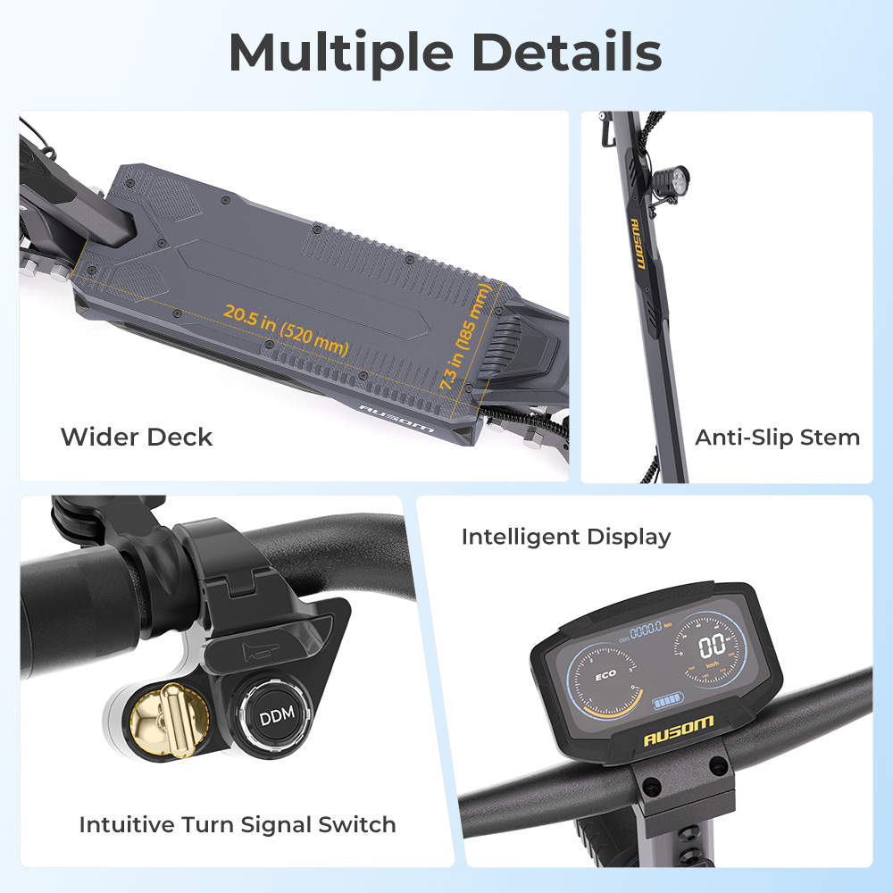 Ausom Gosoul 2 Pro Dual Motor Electric Scooter, 1000W*2 Motor, 48V 18Ah Battery, 10-inch Tires, 60km/h Max Speed, 90km Range, Front & Rear Disc Brake, Dual Front Suspension, NFC Unlock