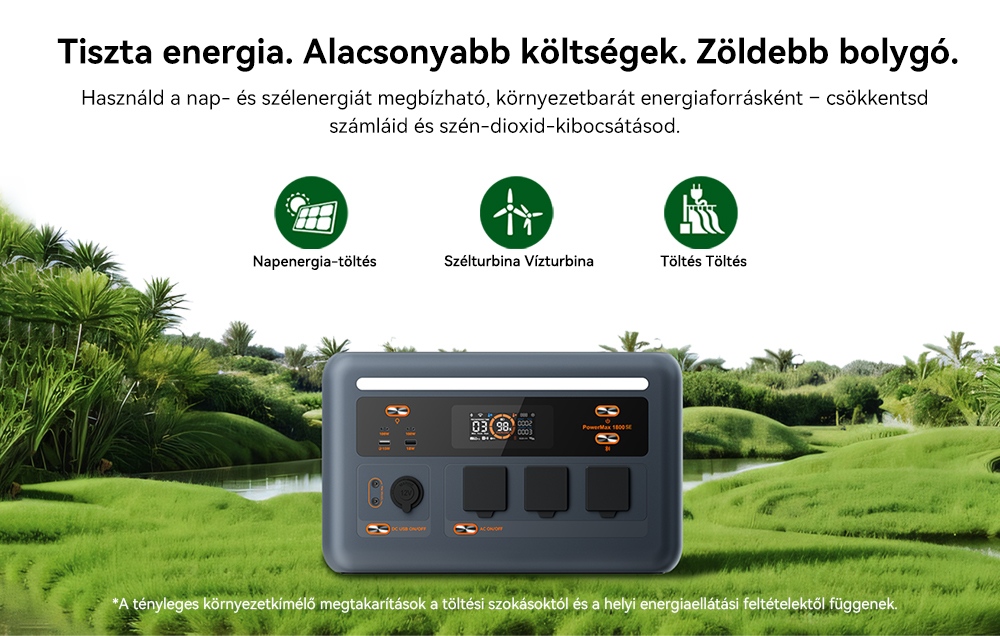 Blackview Oscal PowerMax 1800 SE Hordozhat&oacute; Erőmű, 1024Wh LiFePO₄ Akkumul&aacute;tor, 1800W N&eacute;vleges / 3600W Cs&uacute;csteljes&iacute;tm&eacute;ny, 800W Napelemes &eacute;s 700W AC Gyors T&ouml;lt&eacute;s, 0,01s UPS, Tiszta Szinuszhull&aacute;m, K&uuml;lt&eacute;ri &eacute;s Otthoni Haszn&aacute;latra