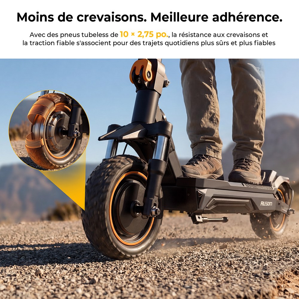Ausom K20 Pro Trottinette &Eacute;lectrique Double Moteur, Moteur 1000W*2, Batterie 48V 18Ah, Pneus 10 pouces, Vitesse Maximale 60km/h, Autonomie 90km, Freins &agrave; Disque Avant & Arri&egrave;re, Double Suspension Avant, D&eacute;verrouillage NFC