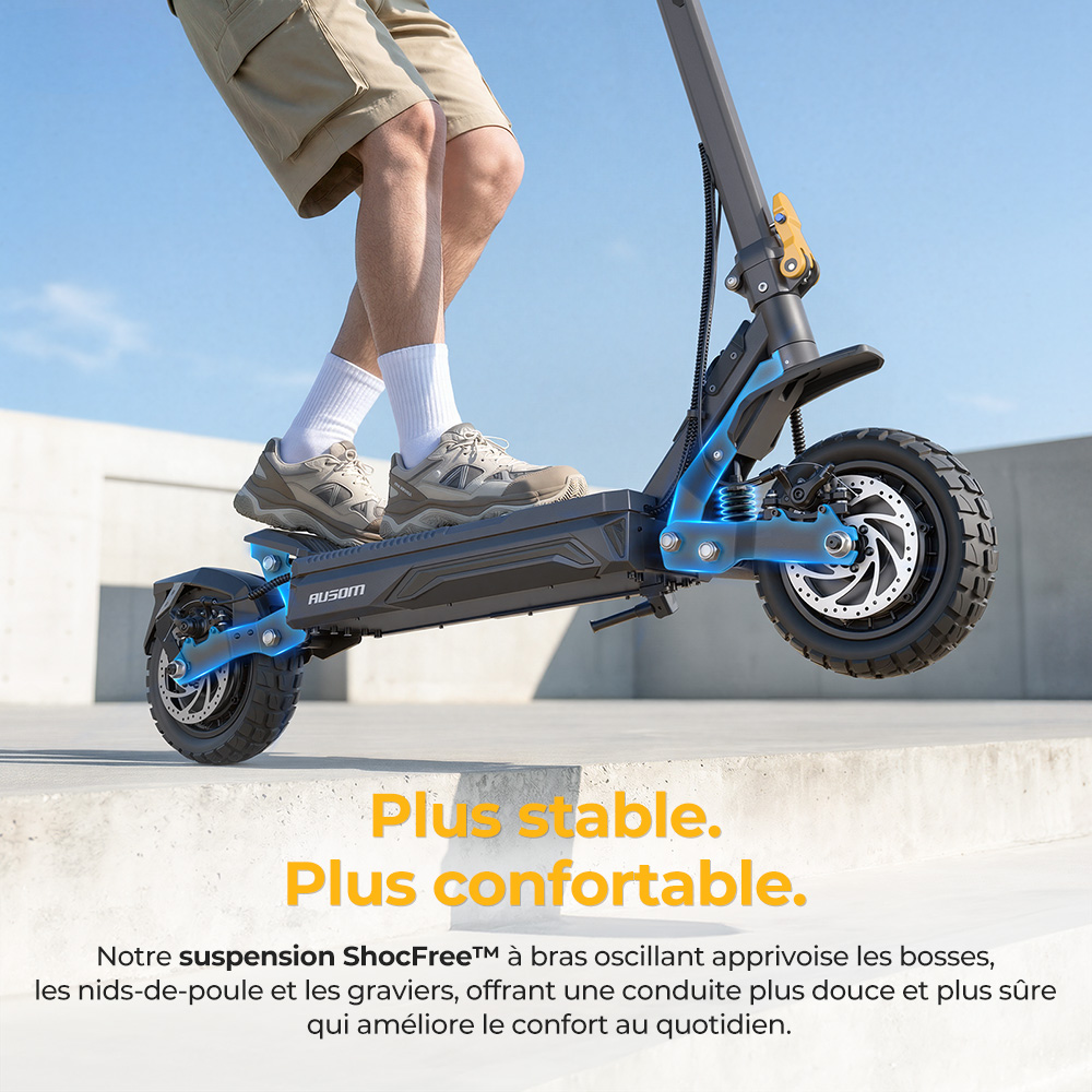 Ausom Gosoul 2 Pro Trottinette &Eacute;lectrique Double Moteur, Moteur 1000W*2, Batterie 48V 18Ah, Pneus 10 pouces, Vitesse Maximale 60km/h, Autonomie 90km, Freins &agrave; Disque Avant & Arri&egrave;re, Double Suspension Avant, D&eacute;verrouillage NFC