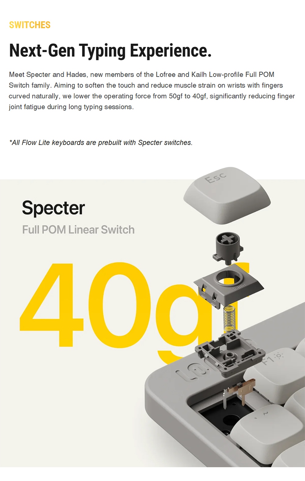 Lofree Flow100 Lite Low Profile Mechanical Keyboard, 100 Keys, Tri-Mode Wireless (Bluetooth/2.4G/Wired), Gasket Mount, PBT Keycaps, 3000mAh Battery, Volume Knob