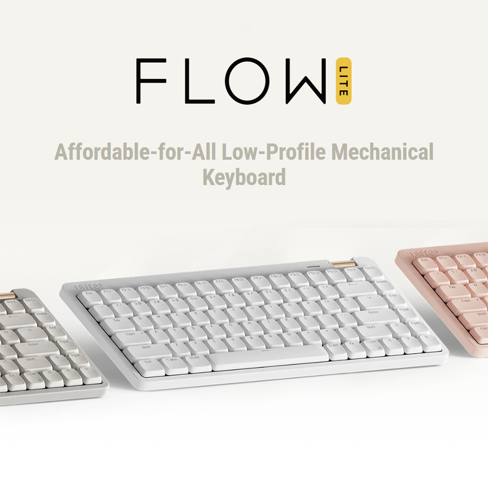 Lofree Flow100 Lite Low Profile Mechanical Keyboard, 100 Keys, Tri-Mode Wireless (Bluetooth/2.4G/Wired), Gasket Mount, PBT Keycaps, 3000mAh Battery, Volume Knob