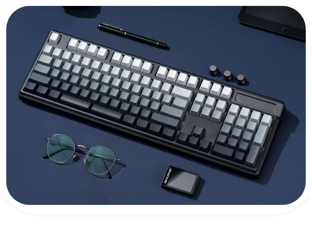 Skyloong GK104 Pro 3.0 Dual-Screen Wireless Mechanical Keyboard, 104-Key Hot-Swappable KTT Rose Silver Linear Switch, Tri-Mode Wired & 2.4G & Bluetooth, 8000mAh Battery, RGB Backlit