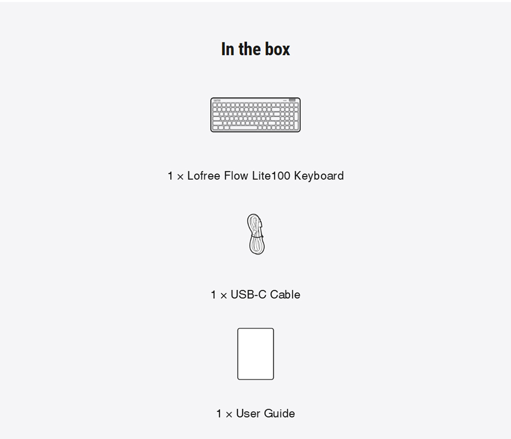 Lofree Flow100 Lite Low Profile Mechanical Keyboard, 100 Keys, Tri-Mode Wireless (Bluetooth/2.4G/Wired), Gasket Mount, PBT Keycaps, 3000mAh Battery, Volume Knob