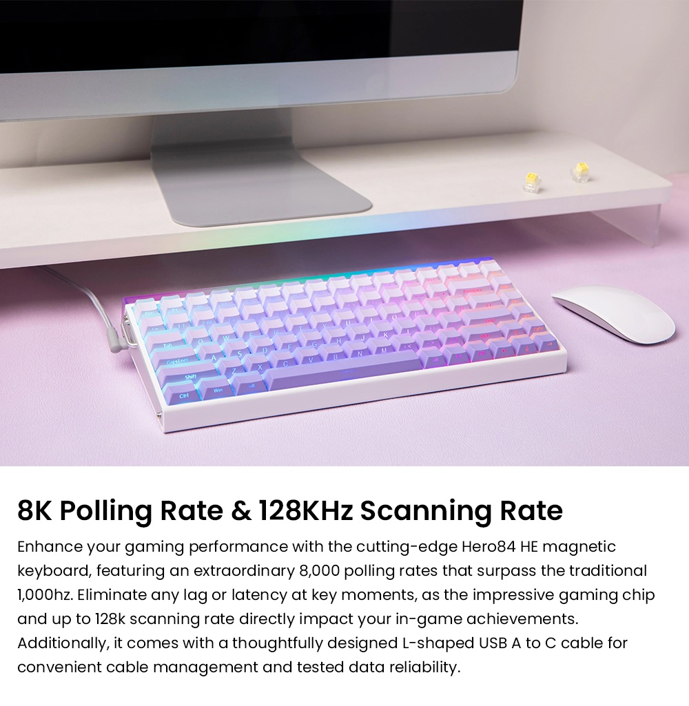 AULA HERO84 75% Wired Magnetic Gaming Keyboard, 84-Key Hall Effect Switch, 8000Hz Polling Rate, RGB Backlit, Adjustable Actuation