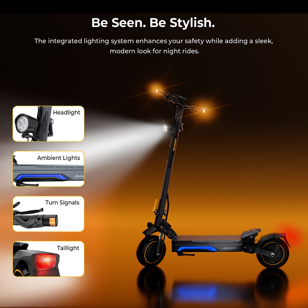 Ausom K20 Pro Dual Motor Electric Scooter, 1000W*2 Motor, 48V 18Ah Battery, 10-inch Tires, 60km/h Max Speed, 90km Range, Front & Rear Disc Brake, Dual Front Suspension, NFC Unlock