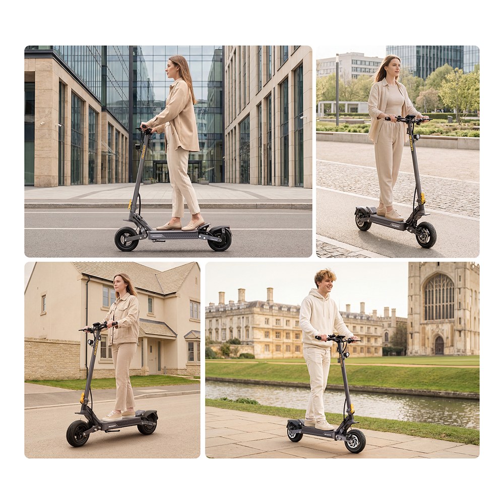 Ausom Gosoul 2 Elektroroller, 800W-Motor, 48V 13Ah-Akku, 10-Zoll-Reifen, 20 km/h H&ouml;chstgeschwindigkeit, 70 km Reichweite, vordere und hintere Scheibenbremsen, doppelte vordere Federung, NFC-Entsperrung