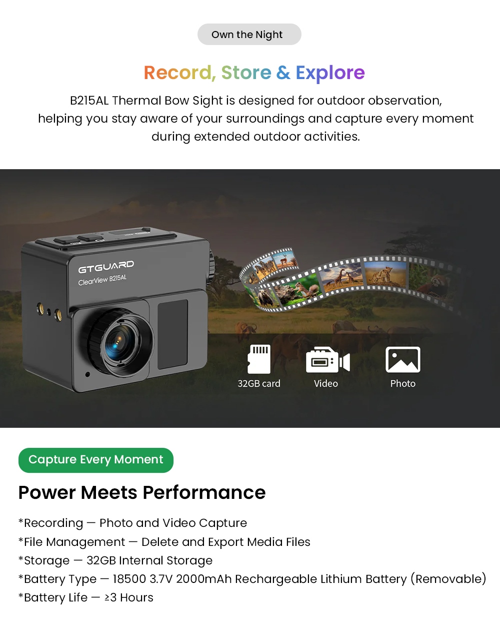 GTGUARD B215AL hőkamer&aacute;s monokul&aacute;r, 256&times;192 VOx &eacute;rz&eacute;kelő, 600 m-es l&eacute;zeres t&aacute;vols&aacute;gm&eacute;rő, 3,2