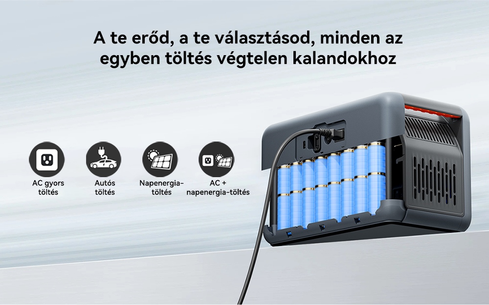 Blackview Oscal PowerMax 1800 SE Hordozhat&oacute; Erőmű, 1024Wh LiFePO₄ Akkumul&aacute;tor, 1800W N&eacute;vleges / 3600W Cs&uacute;csteljes&iacute;tm&eacute;ny, 800W Napelemes &eacute;s 700W AC Gyors T&ouml;lt&eacute;s, 0,01s UPS, Tiszta Szinuszhull&aacute;m, K&uuml;lt&eacute;ri &eacute;s Otthoni Haszn&aacute;latra
