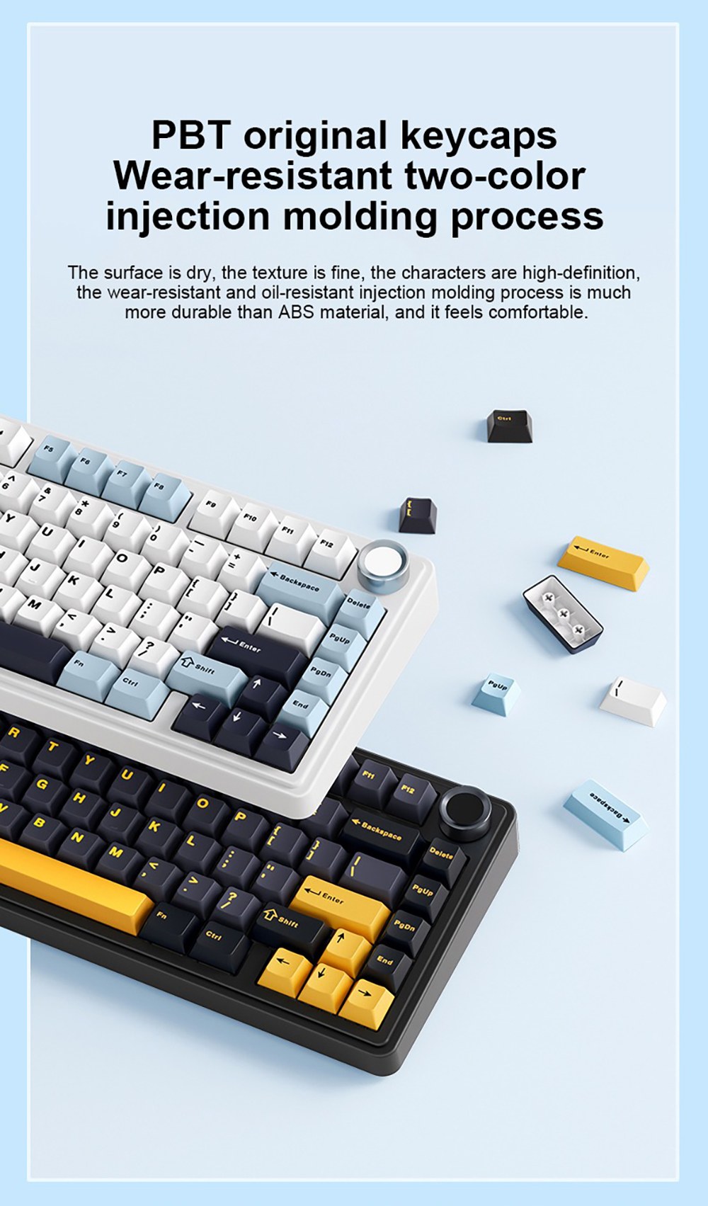 AULA F75 Tri-Mode Wireless Mechanical Keyboard, 75% Layout, Gasket Mount, Hot-Swappable, RGB Backlit, Multimedia Knob, 4000mAh Battery - Black