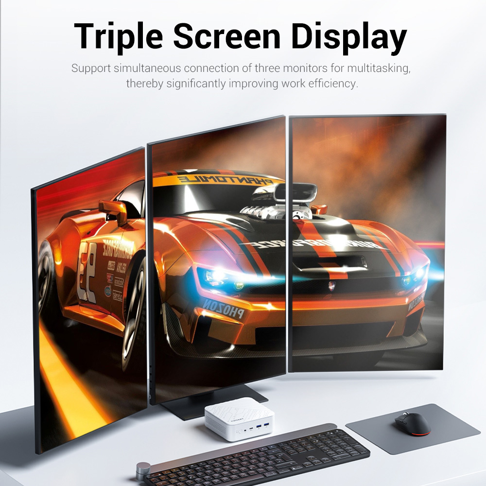 Mini PC FIREBAT AM02, processeur AMD Ryzen 5 7430U 6 c&oelig;urs jusqu'&agrave; 4,3 GHz, 64 Go de RAM DDR4, SSD de 2 To, carte graphique AMD Radeon, triple affichage 4K, double port RJ45 2,5 GHz, Wi-Fi 6 et Bluetooth 5.2.