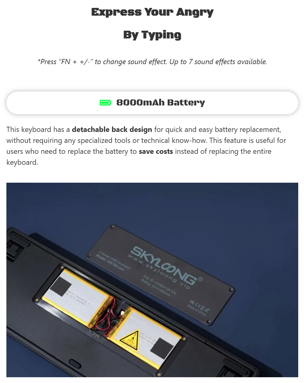 Skyloong GK104 Pro 3.0 Dual-Screen Wireless Mechanical Keyboard, 104-Key Hot-Swappable KTT Rose Silver Linear Switch, Tri-Mode Wired & 2.4G & Bluetooth, 8000mAh Battery, RGB Backlit